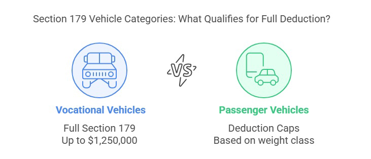 Section 179 vocational vehicle tax deductions vs passenger vehicle limits comparison guide in 2025